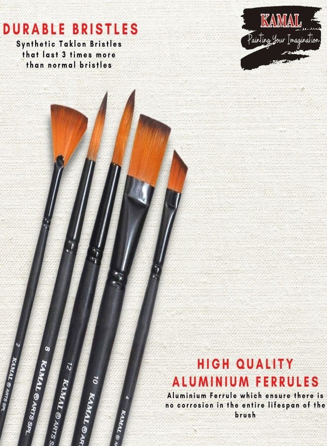 KAMAL Artist Quality Matte Handle Essential Painting Tool Kit with Synthetic bristles Brushes for Watercolor, Watercolour, Acrylic, Oil Painting (8) - Image 3